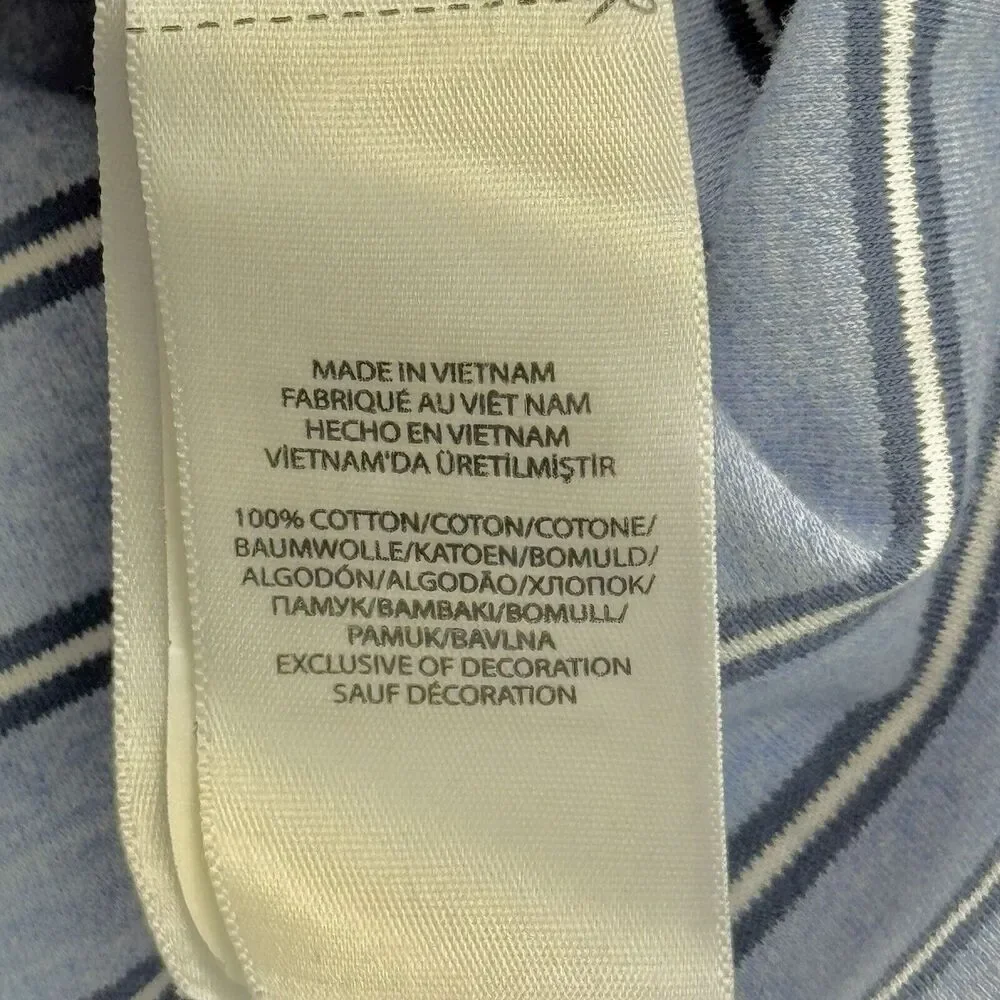 Polo Ralph Lauren Slim Fit Polo Shirt Mens XL Light Blue Stripe Short Sleeve